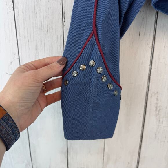VTG Sugar Ranch Blue Cotton Denim Stud Full Zip Western Crop Jacket Size Small - Picture 4 of 16